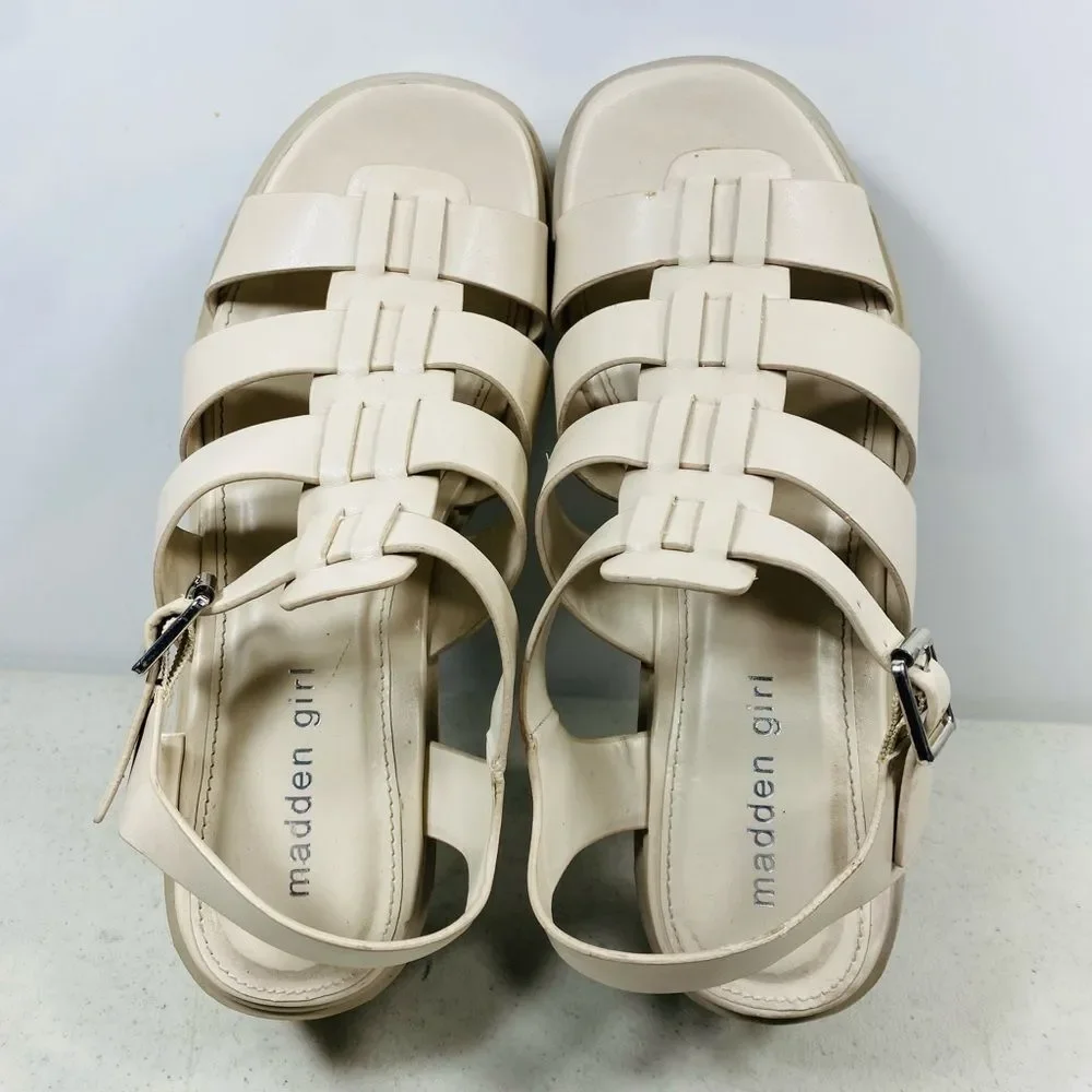 Steve Madden Girl Off White Platform Lug Sandals Shoes Galaxy 8,5